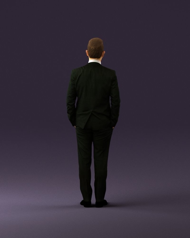 Man in black suit hair style hand in pockets 0907 3D model_6