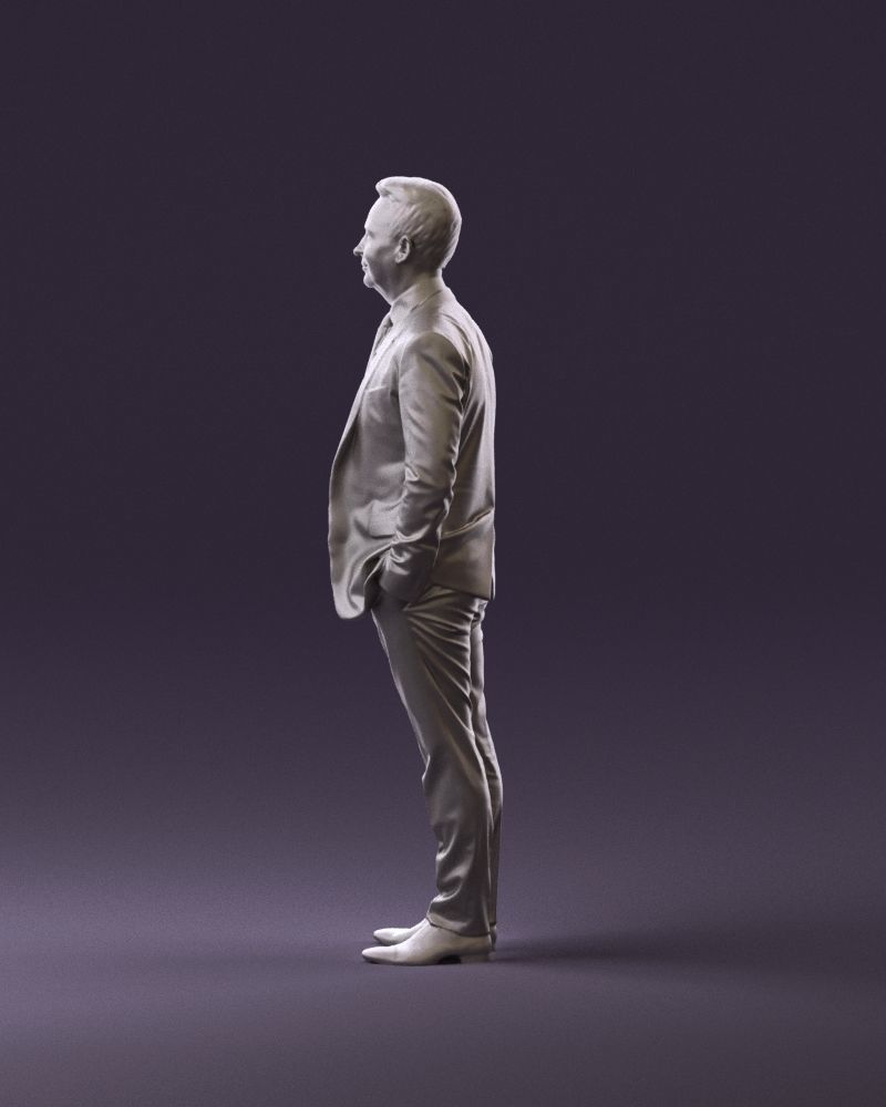 Man in black suit hair style hand in pockets 0907 3D model_20