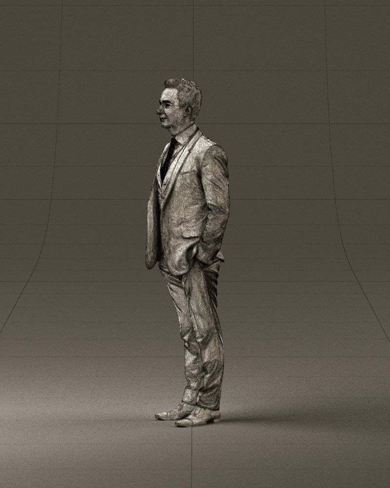 Man in black suit hair style hand in pockets 0907 3D model_33