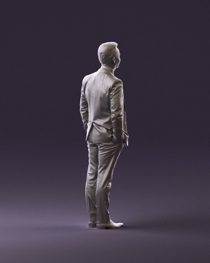 Man in black suit hair style hand in pockets 0907 3D model_17