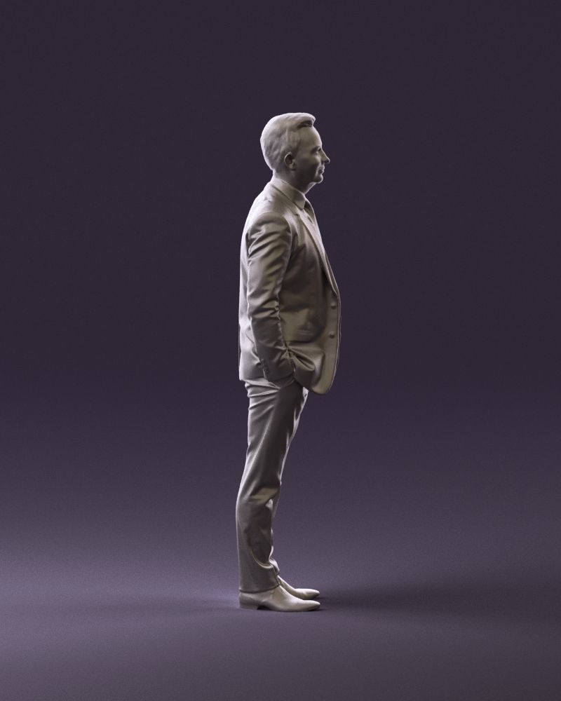 Man in black suit hair style hand in pockets 0907 3D model_16
