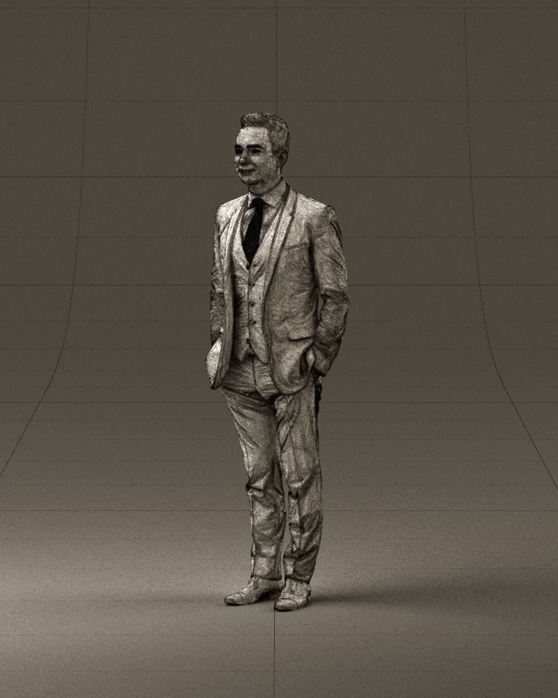 Man in black suit hair style hand in pockets 0907 3D model_34