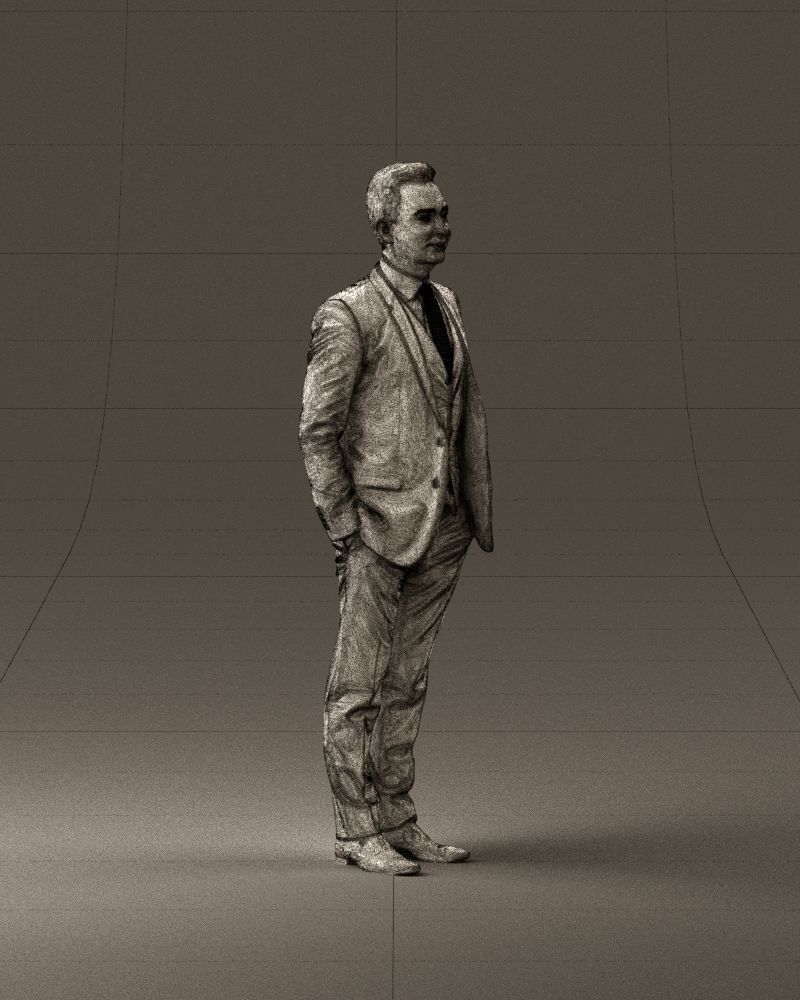 Man in black suit hair style hand in pockets 0907 3D model_27