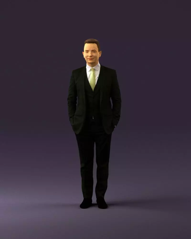 Man in black suit hair style hand in pockets 0907 3D model_0