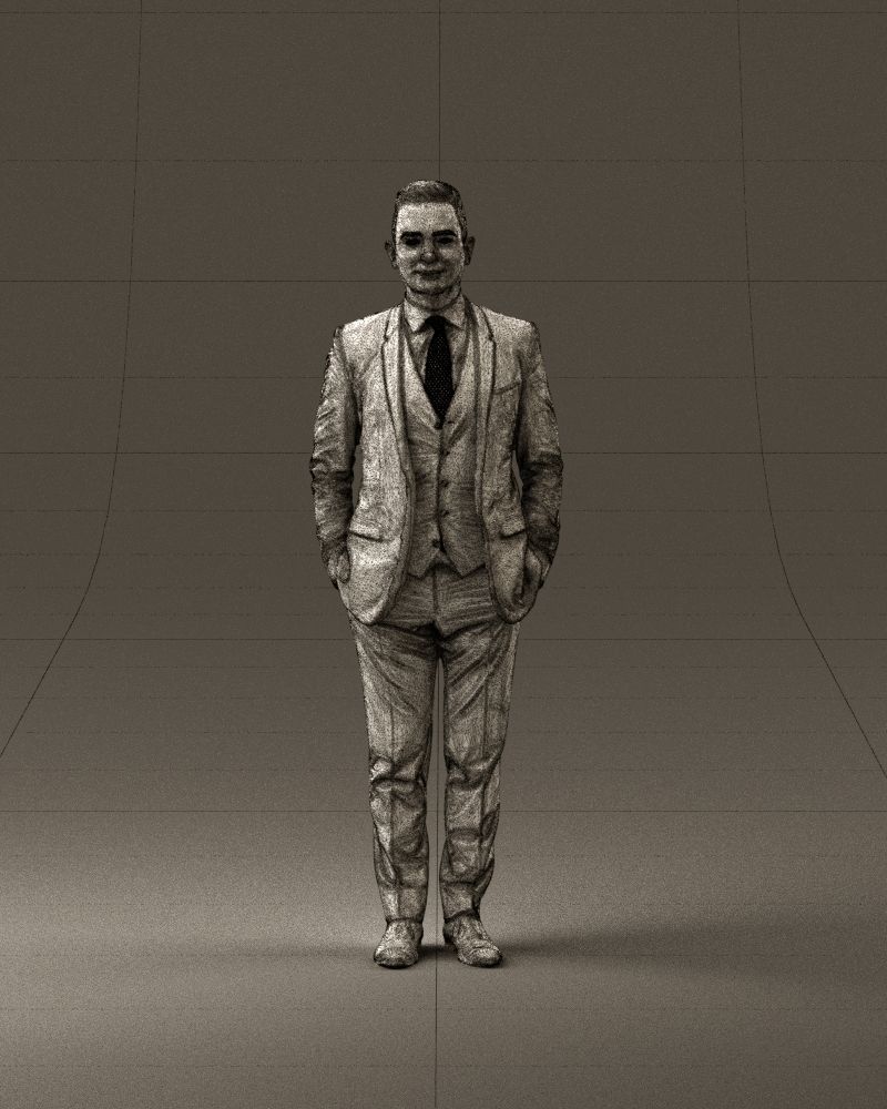 Man in black suit hair style hand in pockets 0907 3D model_25