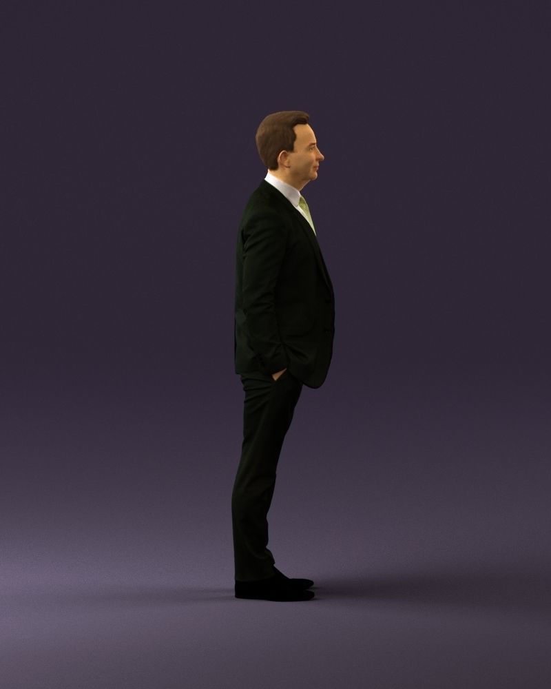 Man in black suit hair style hand in pockets 0907 3D model_4