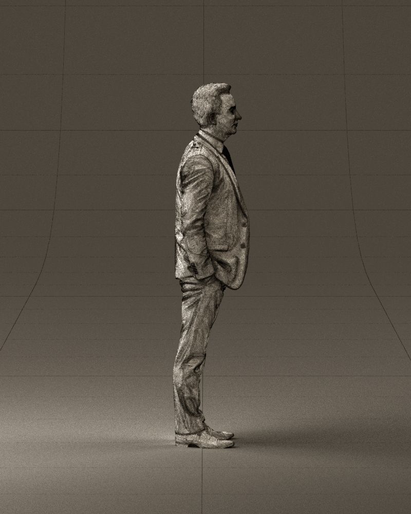 Man in black suit hair style hand in pockets 0907 3D model_28