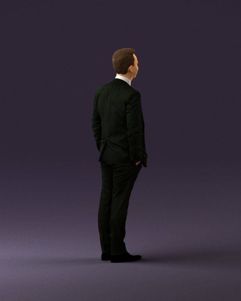 Man in black suit hair style hand in pockets 0907 3D model_5