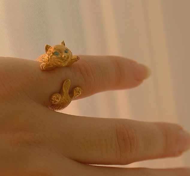 Cat Set S 06 pendant ring and earring 3D print model_10