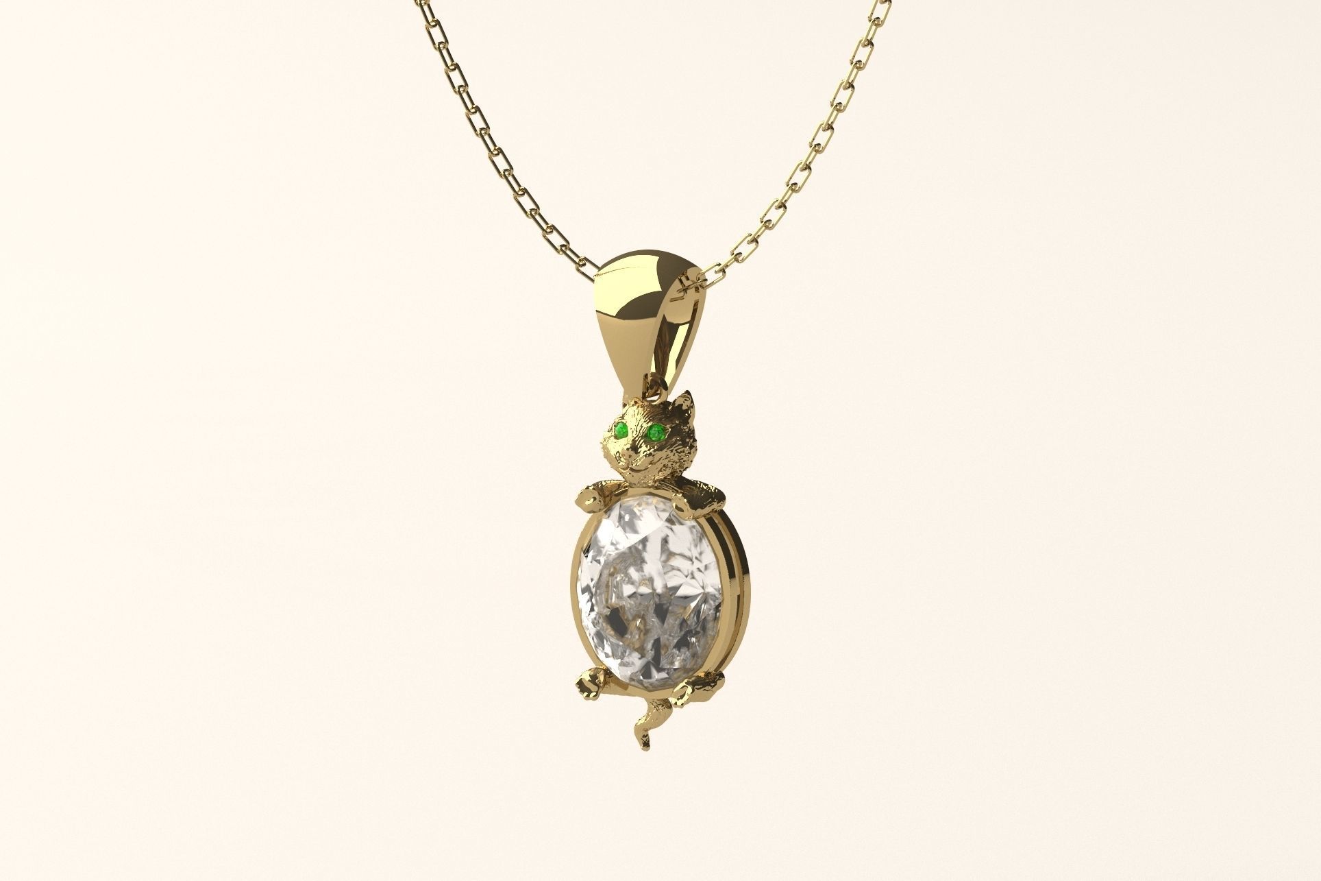 Cat Set S 06 pendant ring and earring 3D print model_1