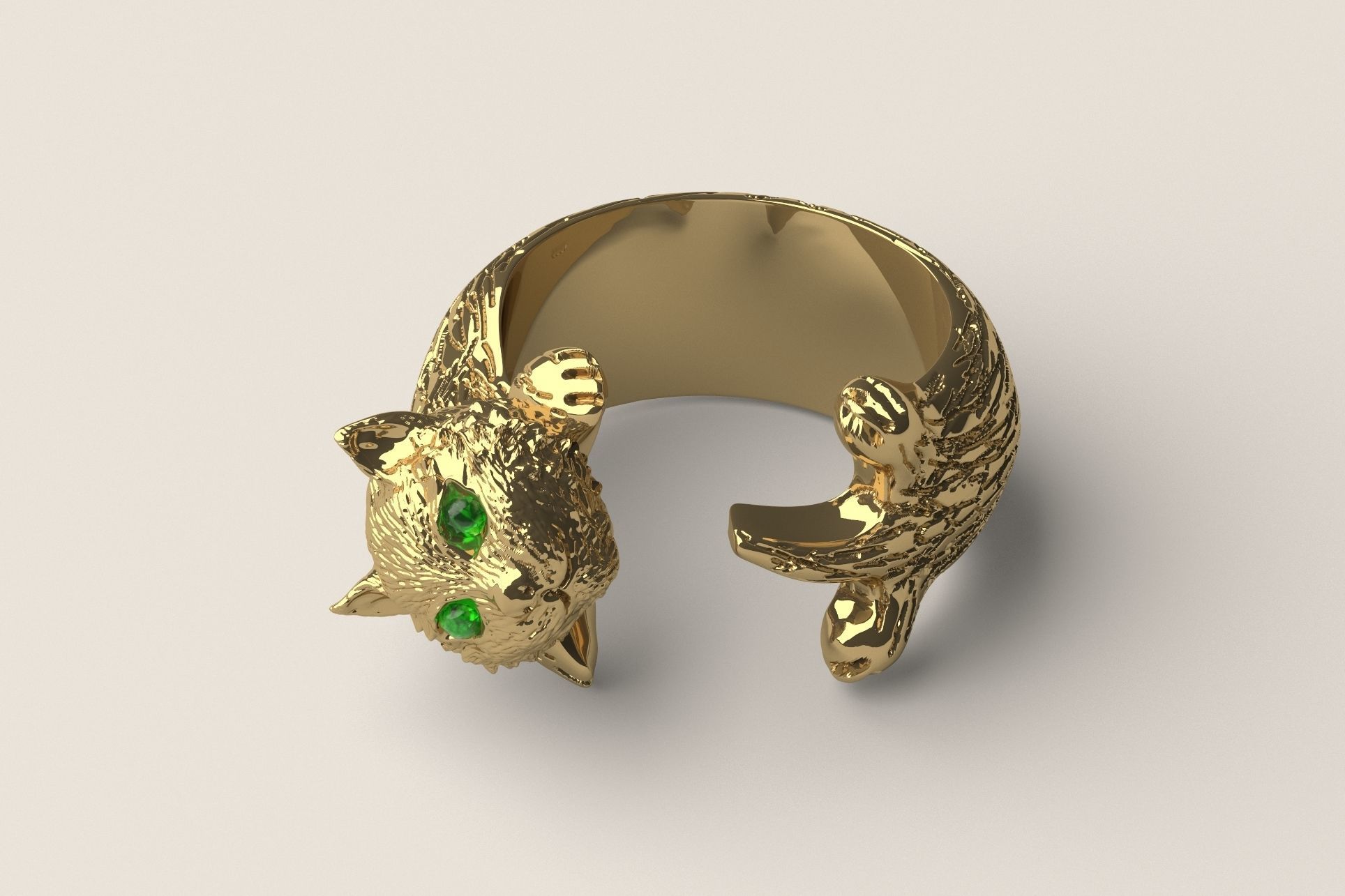 Cat Set S 06 pendant ring and earring 3D print model_6