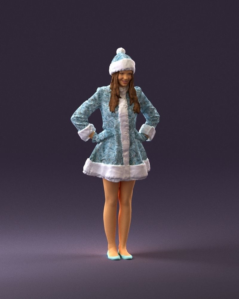 Smiling Woman in snegurochka dress 0912 3D Print Ready 3D print model_14