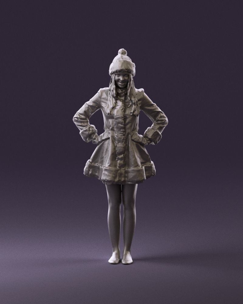 Smiling Woman in snegurochka dress 0912 3D Print Ready 3D print model_1