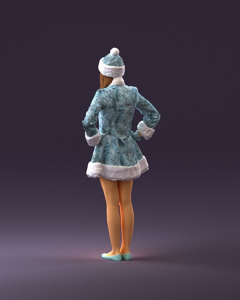 Smiling Woman in snegurochka dress 0912 3D Print Ready 3D print model_19