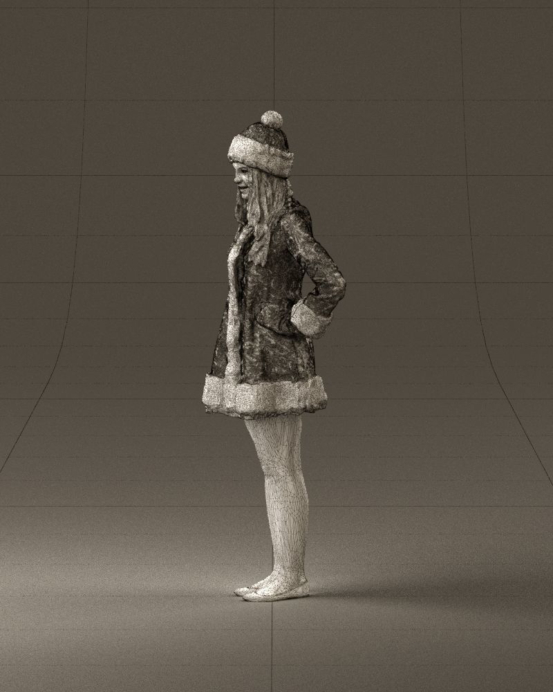 Smiling Woman in snegurochka dress 0912 3D Print Ready 3D print model_33