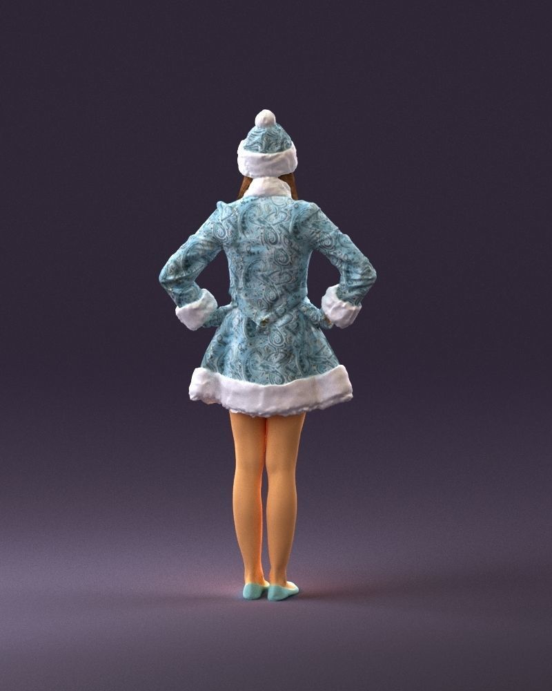 Smiling Woman in snegurochka dress 0912 3D Print Ready 3D print model_18
