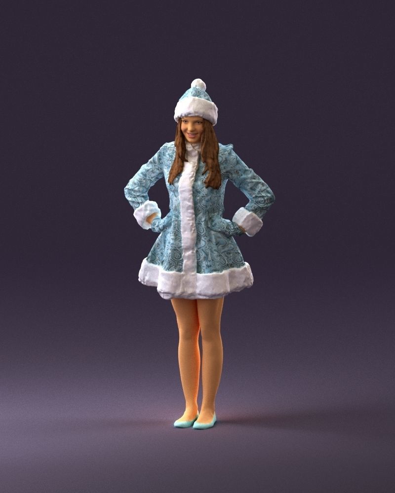 Smiling Woman in snegurochka dress 0912 3D Print Ready 3D print model_23