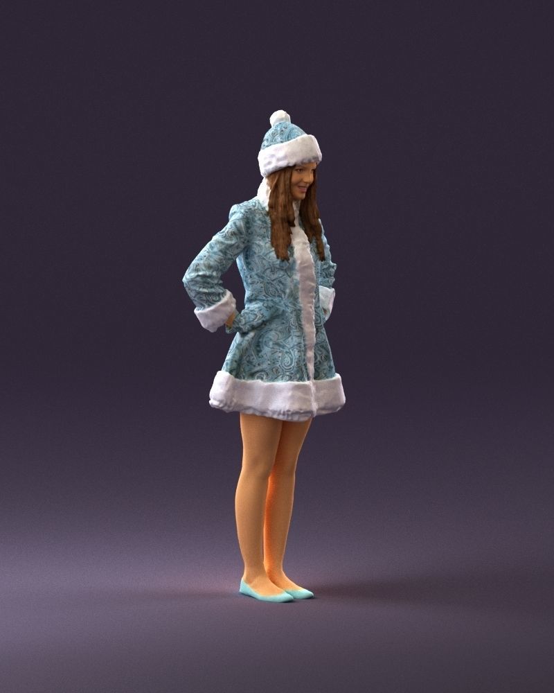 Smiling Woman in snegurochka dress 0912 3D Print Ready 3D print model_15
