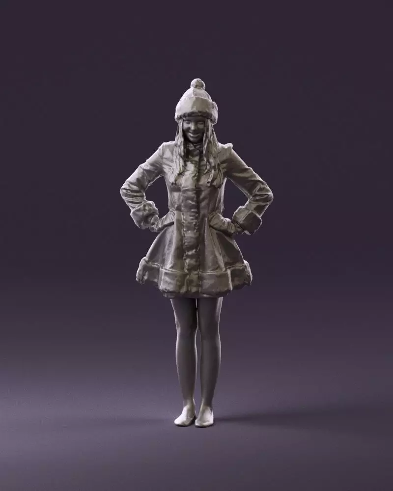 Smiling Woman in snegurochka dress 0912 3D Print Ready 3D print model_0