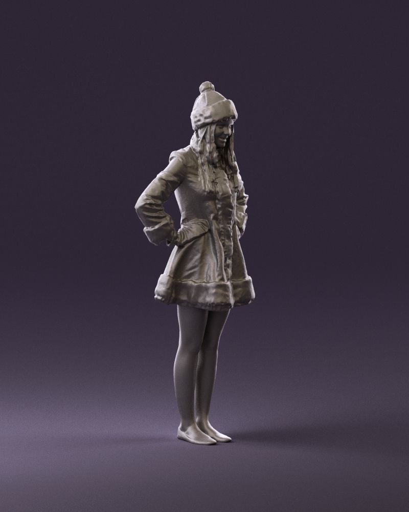 Smiling Woman in snegurochka dress 0912 3D Print Ready 3D print model_3