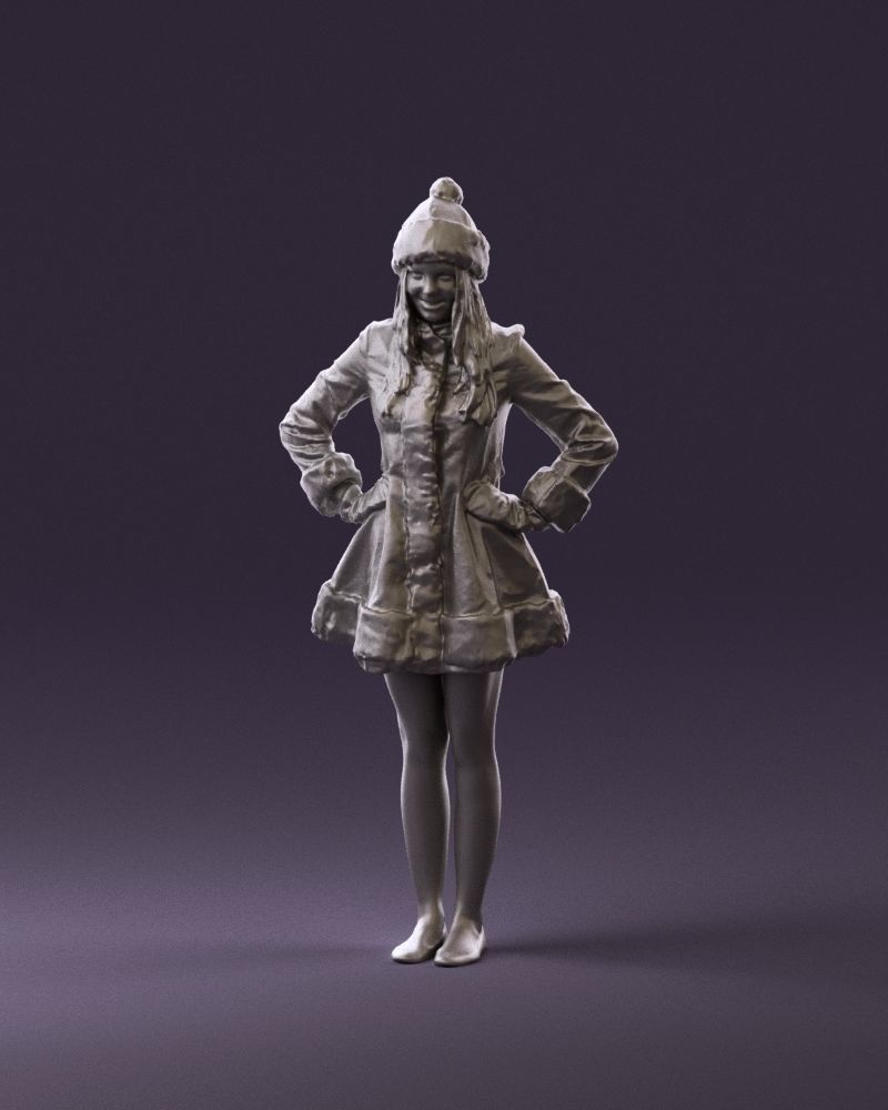 Smiling Woman in snegurochka dress 0912 3D Print Ready 3D print model_11