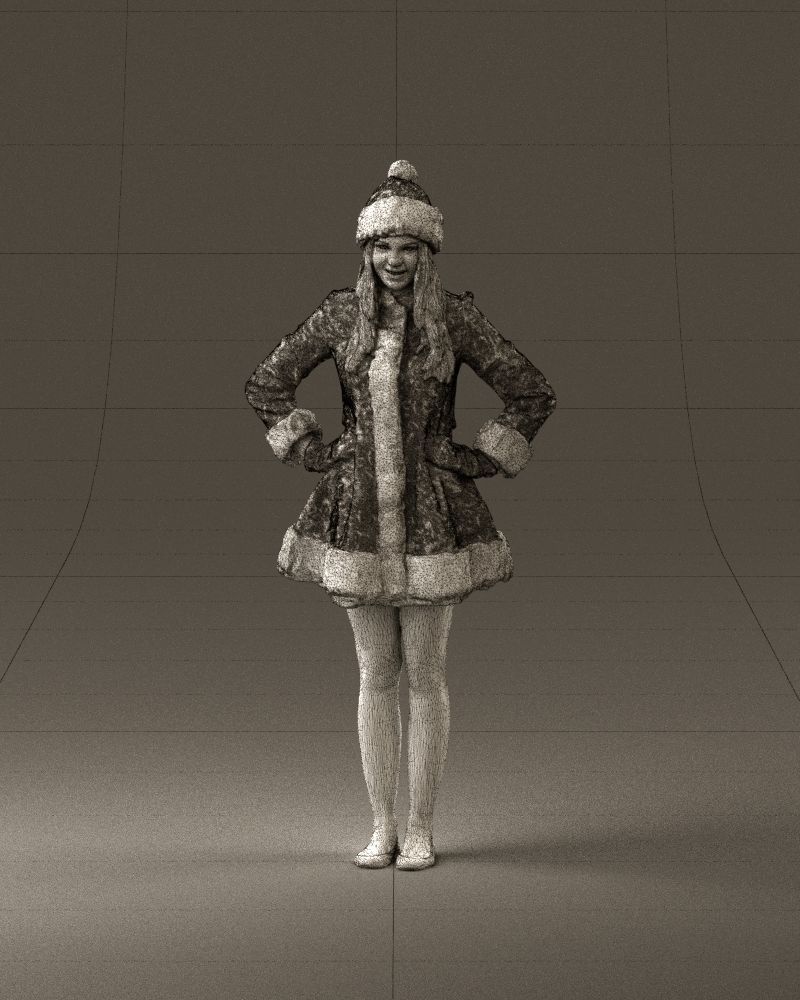 Smiling Woman in snegurochka dress 0912 3D Print Ready 3D print model_24