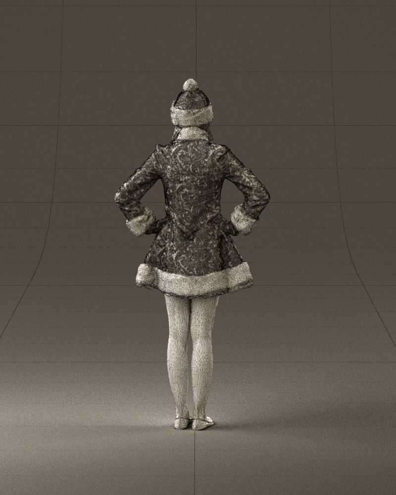 Smiling Woman in snegurochka dress 0912 3D Print Ready 3D print model_30