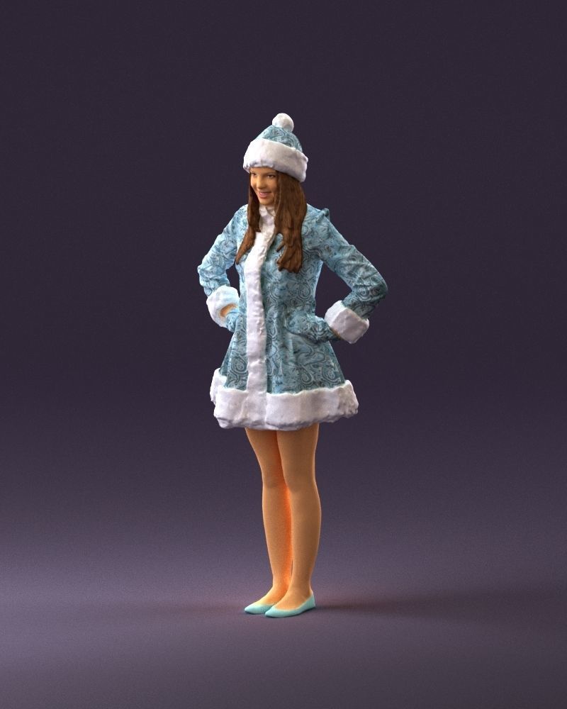 Smiling Woman in snegurochka dress 0912 3D Print Ready 3D print model_22