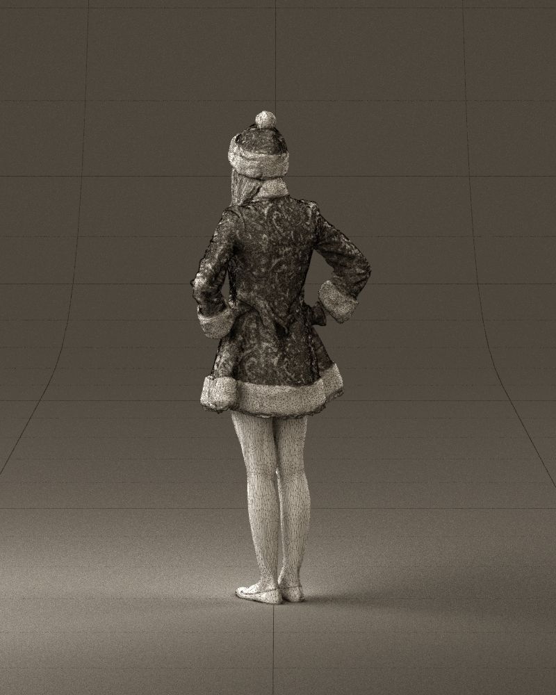 Smiling Woman in snegurochka dress 0912 3D Print Ready 3D print model_31