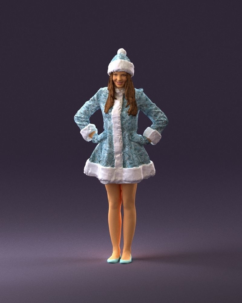 Smiling Woman in snegurochka dress 0912 3D Print Ready 3D print model_12