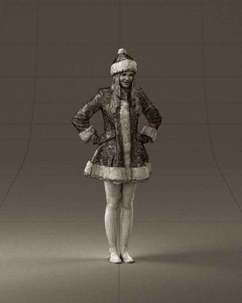 Smiling Woman in snegurochka dress 0912 3D Print Ready 3D print model_26