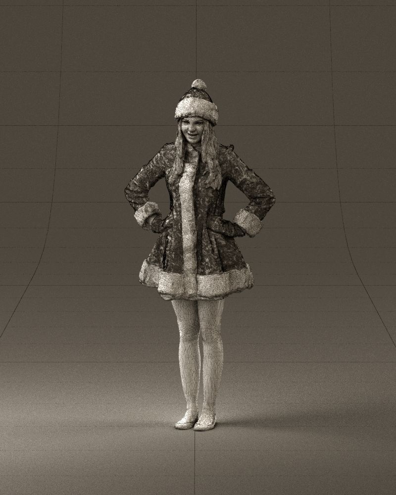 Smiling Woman in snegurochka dress 0912 3D Print Ready 3D print model_35