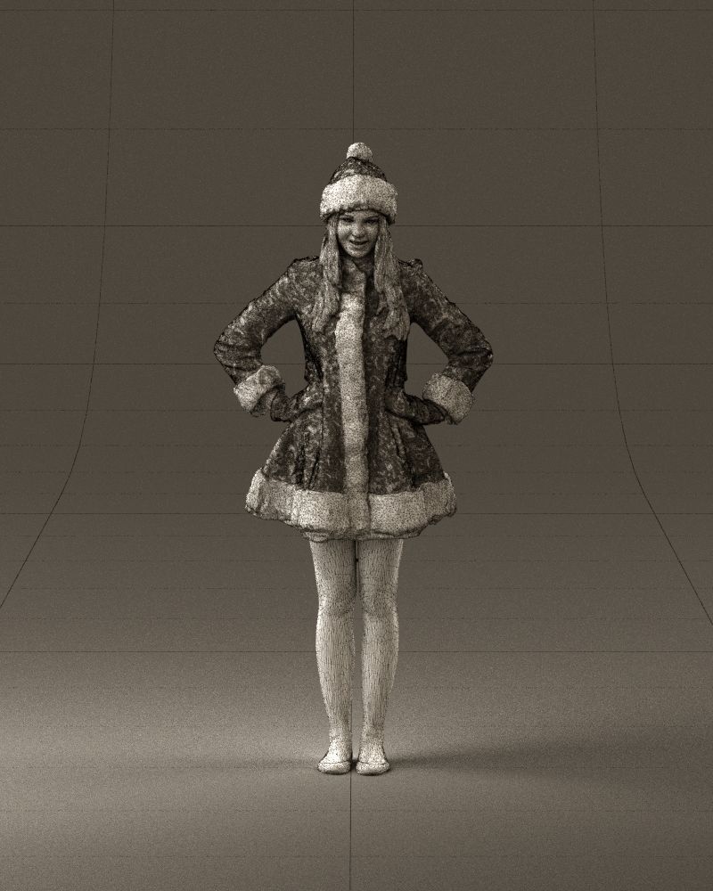 Smiling Woman in snegurochka dress 0912 3D Print Ready 3D print model_25