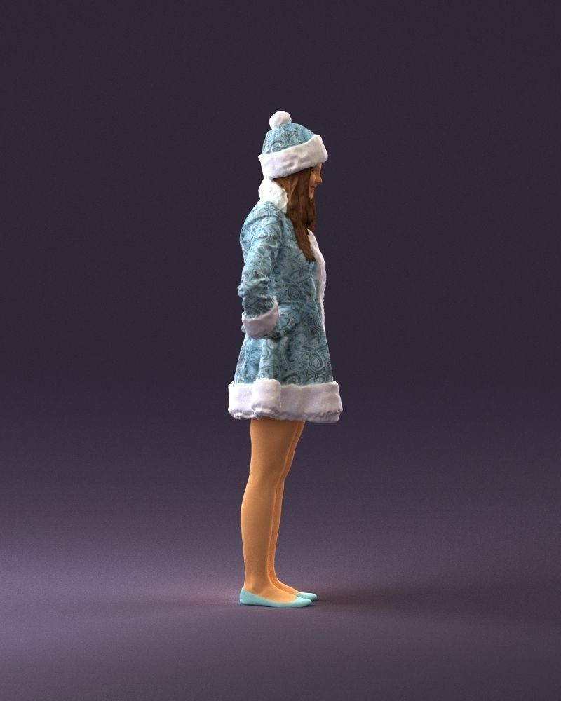 Smiling Woman in snegurochka dress 0912 3D Print Ready 3D print model_16