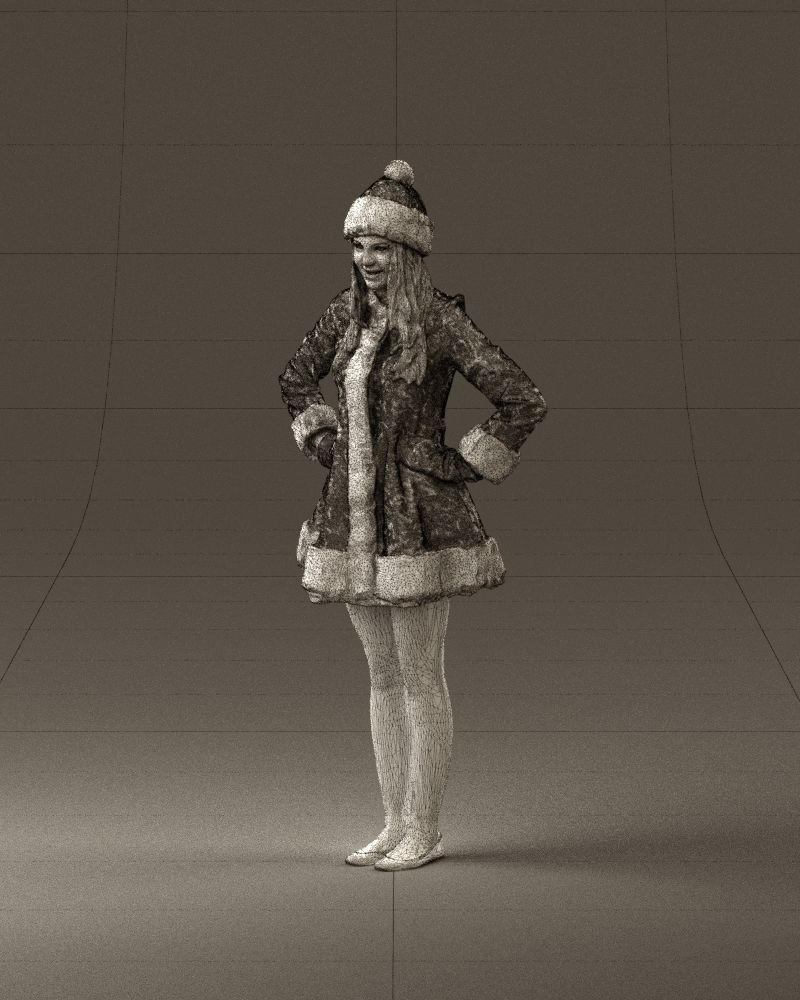 Smiling Woman in snegurochka dress 0912 3D Print Ready 3D print model_34