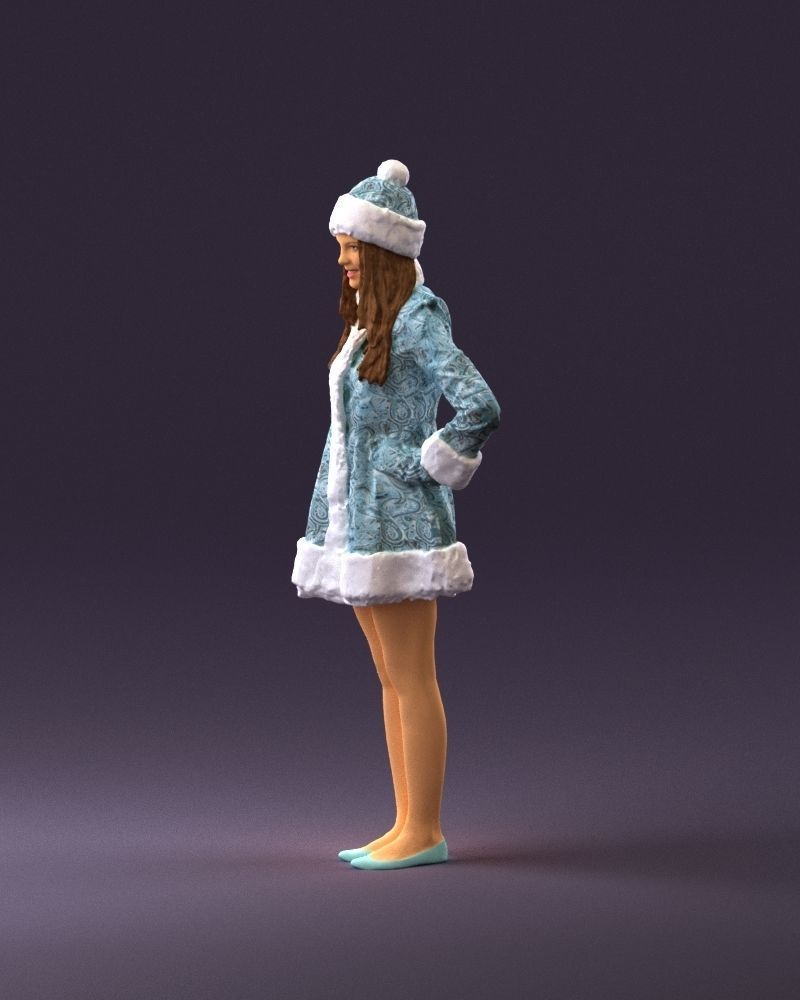 Smiling Woman in snegurochka dress 0912 3D Print Ready 3D print model_21