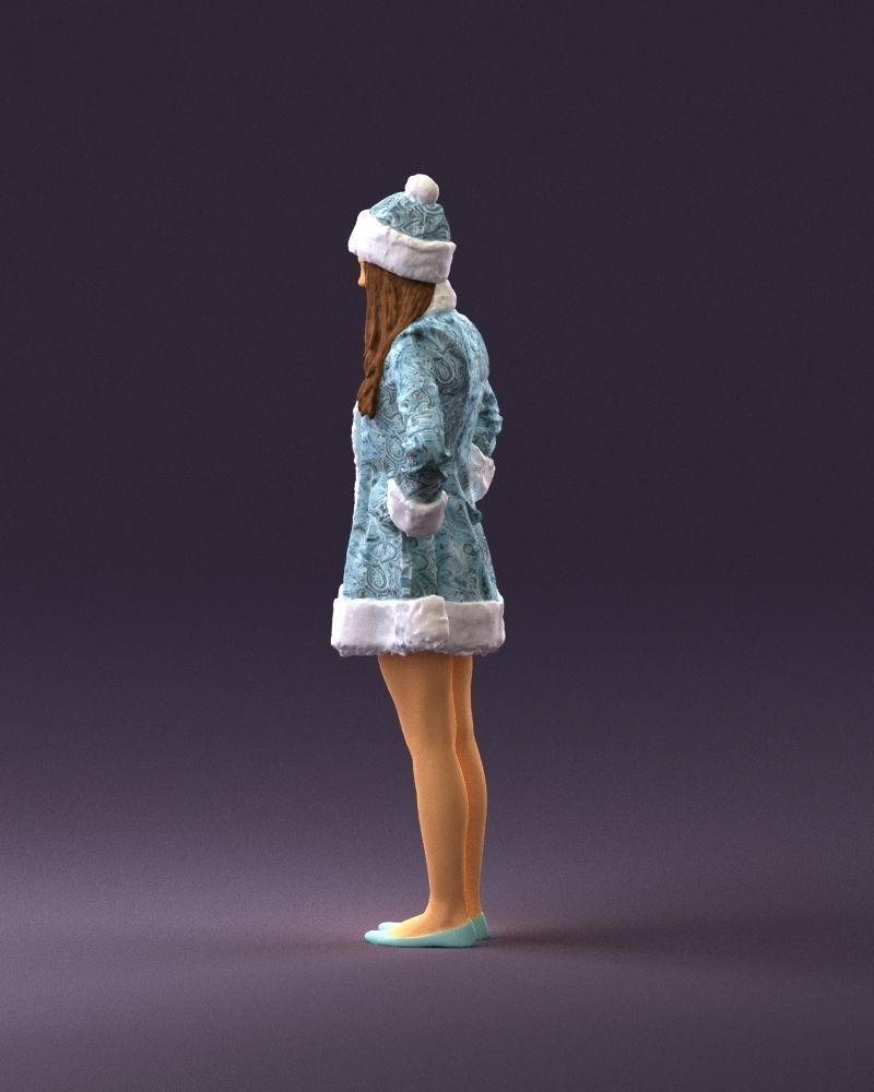 Smiling Woman in snegurochka dress 0912 3D Print Ready 3D print model_20