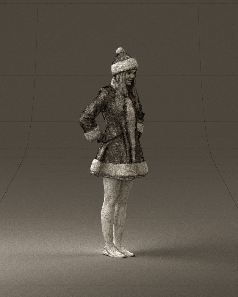 Smiling Woman in snegurochka dress 0912 3D Print Ready 3D print model_27