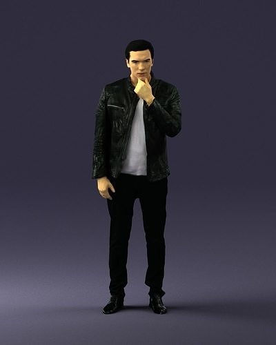 Pensive man in black 0218 3D Print Ready 3D print model