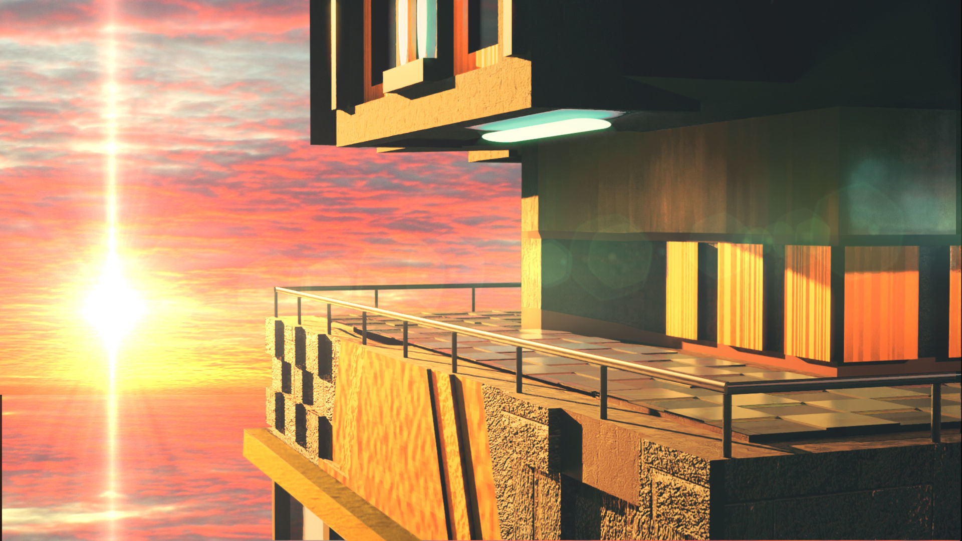 Modern Cyberpunk Building Low-poly 3D model_1