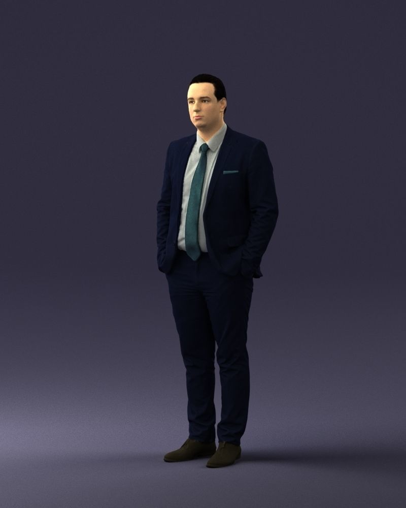 Guy in blue business suit 0467 3D Print Ready 3D print model_3