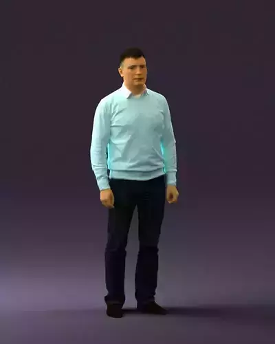 Man in jeans blue sweater 0534