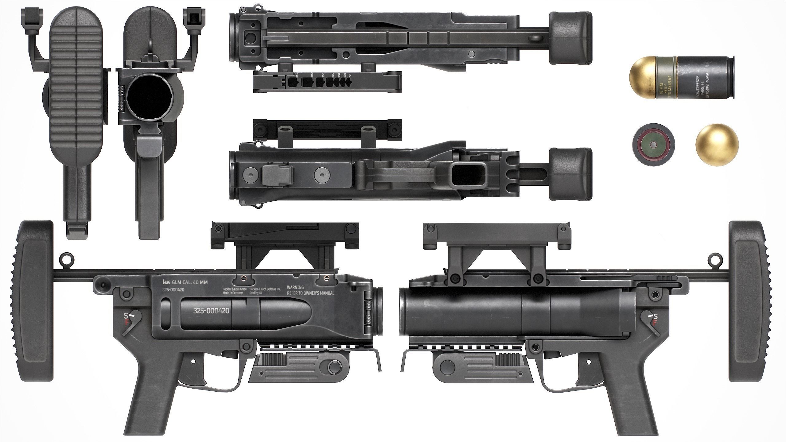 PBR M320 Grenade Launcher Low-poly 3D model_10