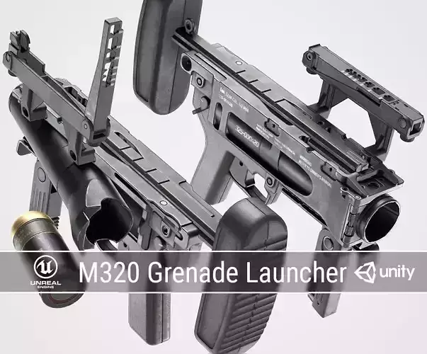 PBR M320 Grenade Launcher Low-poly 3D model