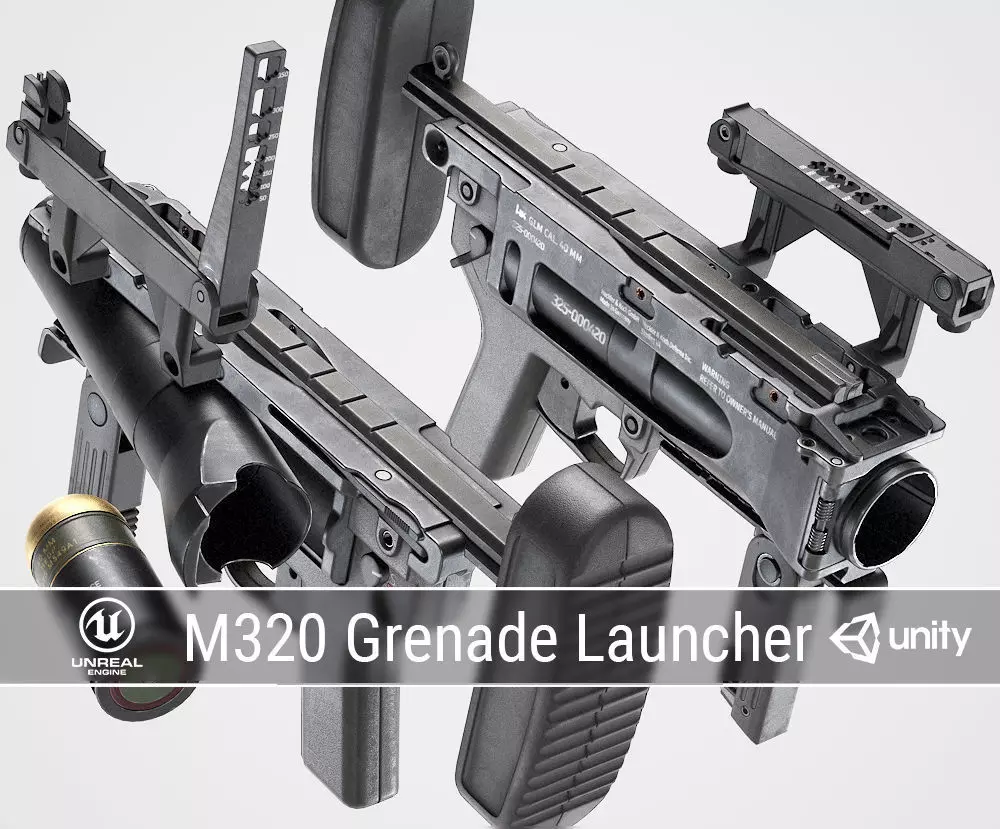 PBR M320 Grenade Launcher Low-poly 3D model_0