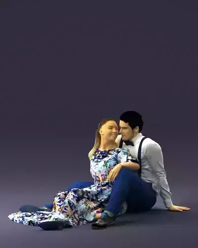 Sitting couple in love 0242 3D model