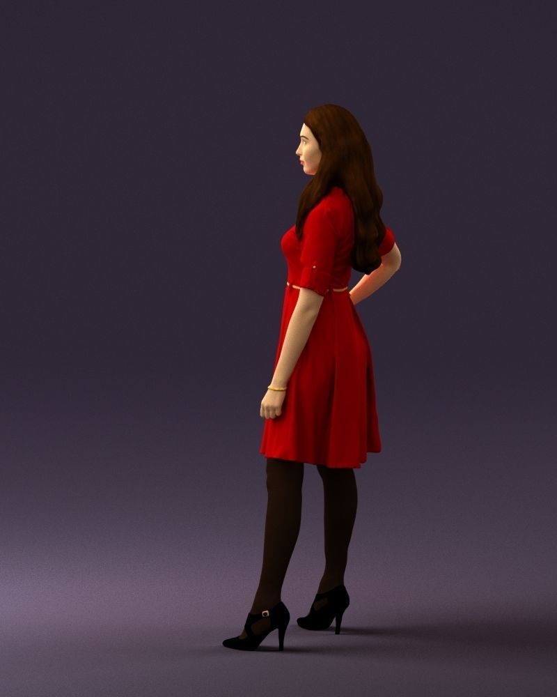 Woman in red dress 0408 3D Print ready 3D print model_21