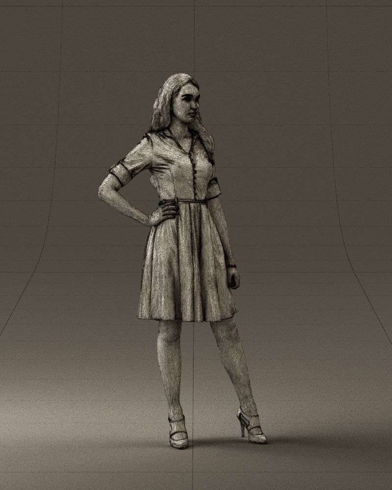 Woman in red dress 0408 3D Print ready 3D print model_5