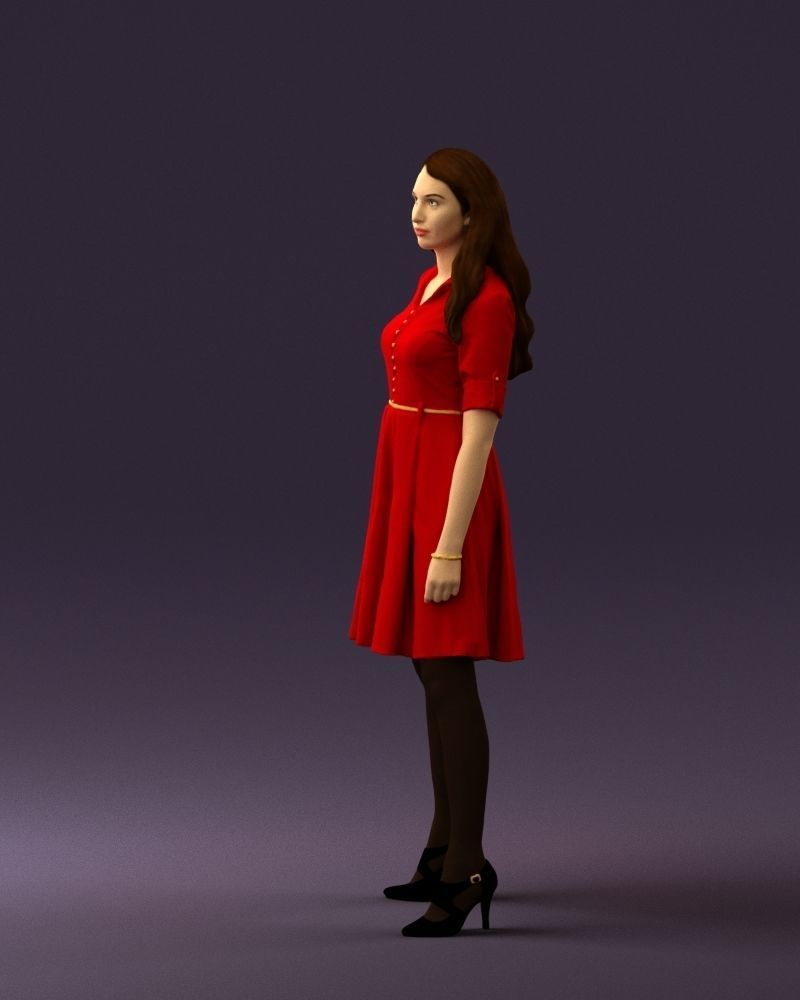 Woman in red dress 0408 3D Print ready 3D print model_24