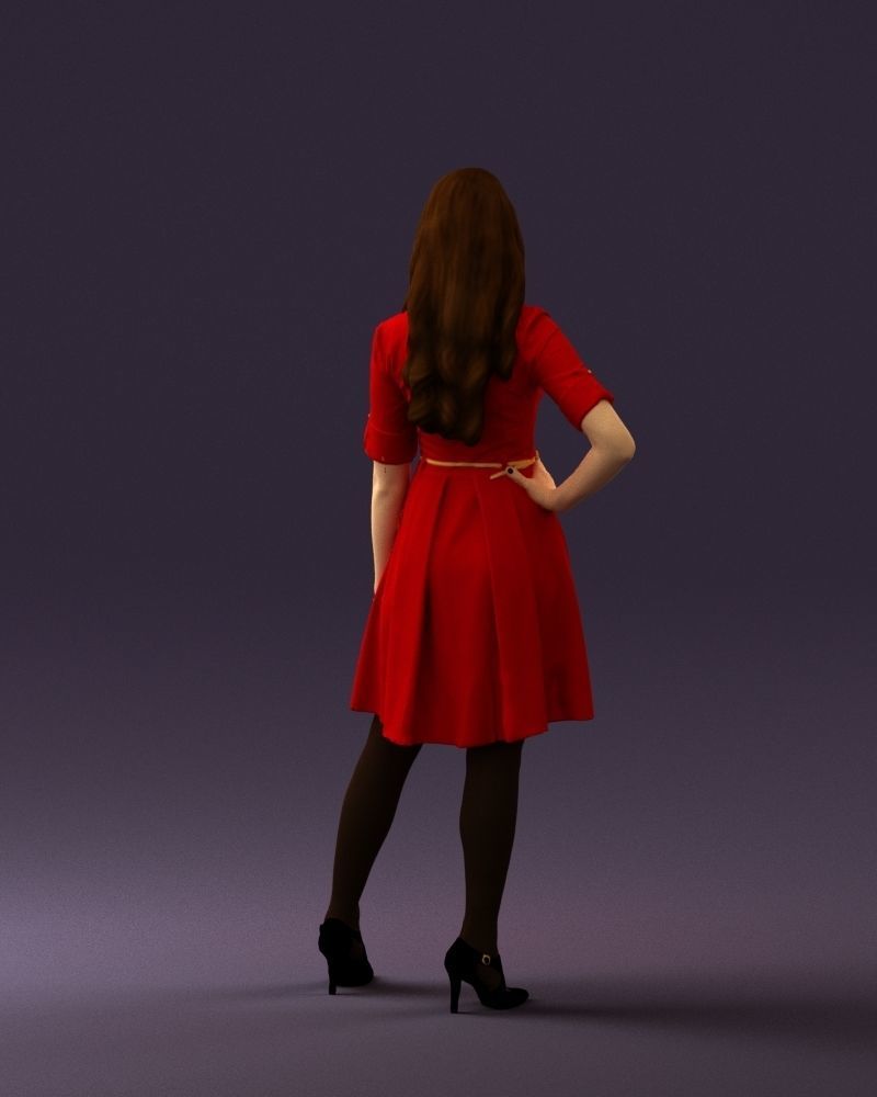 Woman in red dress 0408 3D Print ready 3D print model_15